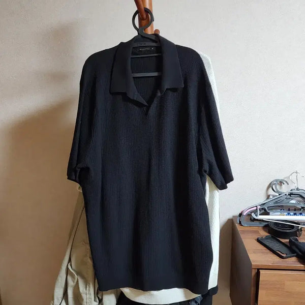 [BUNJANG] Maestro Men's Black Short-Sleeve Knit Polo Shirt / 새상품(115.블랙)남성 마에스트로 블랙 반팔 카라 니트