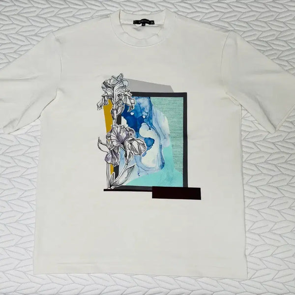 [BUNJANG] Basso Homme White Flower T-Shirt Size 95 / 바쏘옴므 화이트 플라워 티셔츠 95
