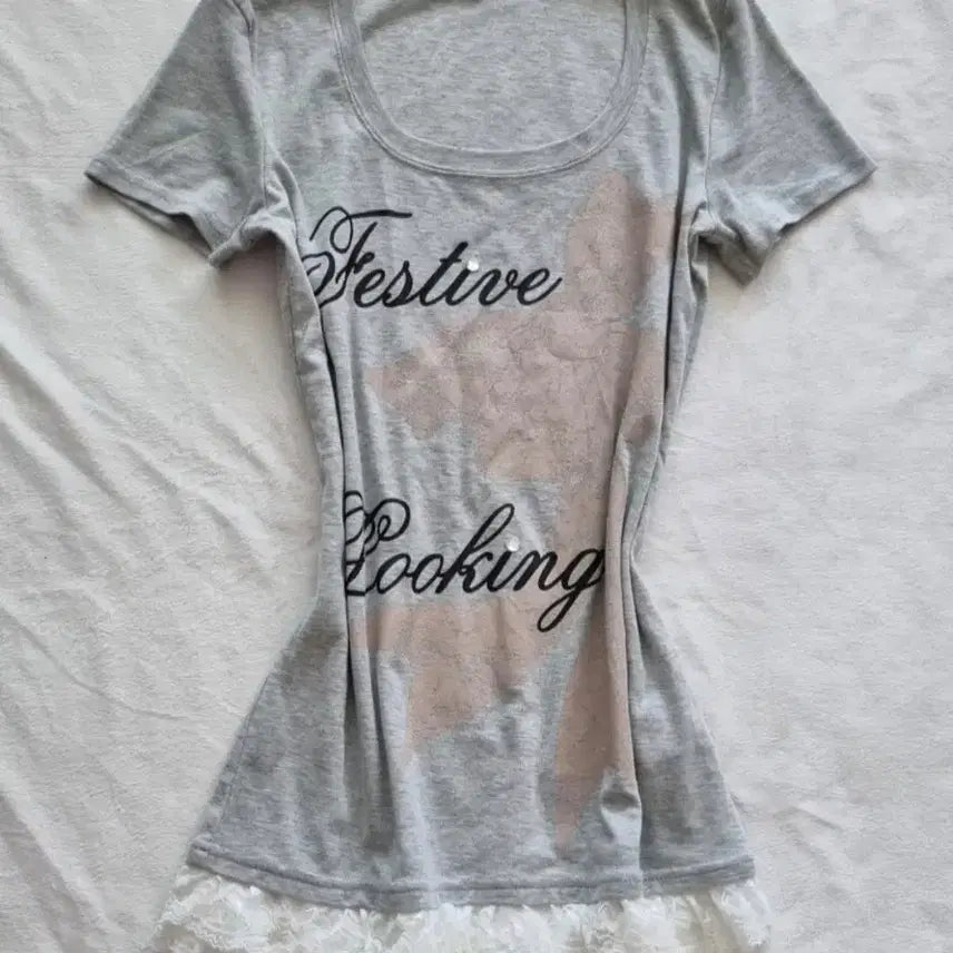 [BUNJANG] Vintage Mori Girl Garu Ribbon Lace Top / 빈티지 모리걸 갸루 리본 레이스 탑