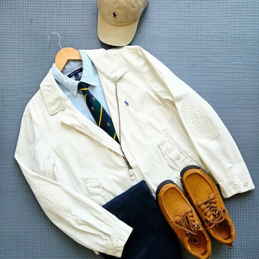 [BUNJANG] Polo Ralph Lauren Harrington French Work Jacket Cream XL / 폴로 랄프로렌 크림컬러 헤링턴 프렌치 워크자켓