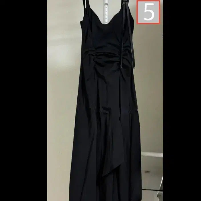 [BUNJANG] Black String Shirring Long Dress / 블랙 끈 셔링 롱 원피스
