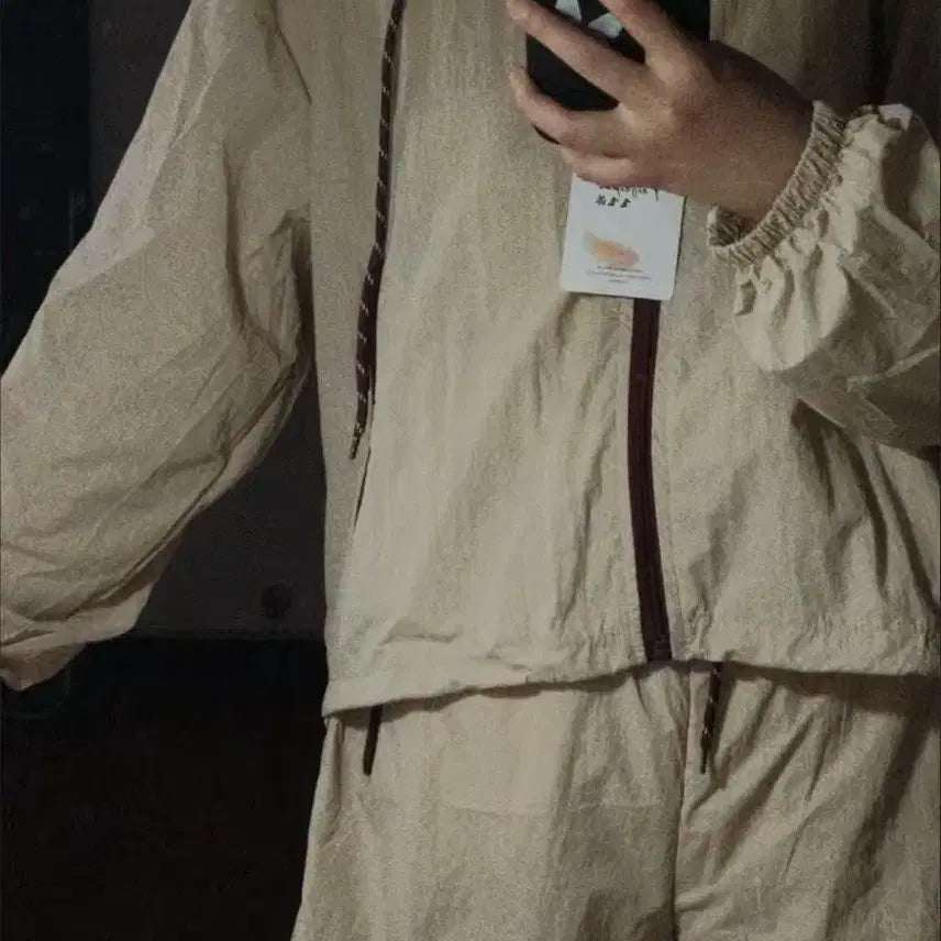 [BUNJANG] Women's Windbreaker Training Set - Beige / 바람막이 세트 베이지