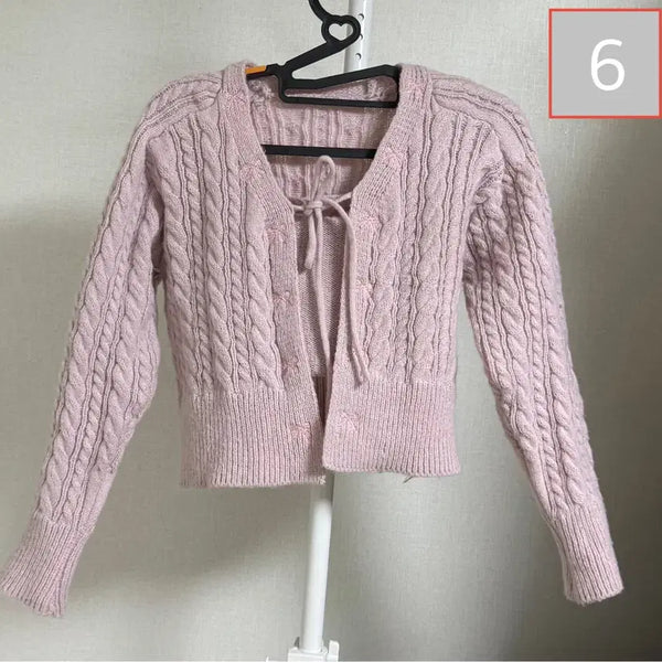 [BUNJANG] Cable Knit Cardigan + Camisole Set / 니트 가디건 + 나시 세트