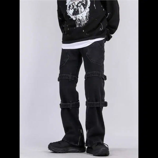 [BUNJANG] JUST YOUNG UB Bon Buckle Bootcut Denim Pants (Black) / JUST YOUNG UB 본 버클 부츠컷 데님 팬츠(블랙)(새상품)