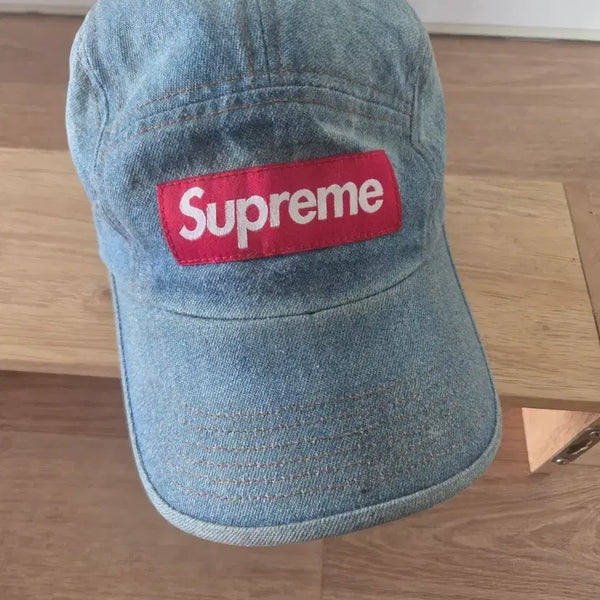 [BUNJANG] Supreme Washed Chino Twill Camp Cap Denim / 슈프림 워시드 치노 트윌 캠프캡 데님 - 22FW