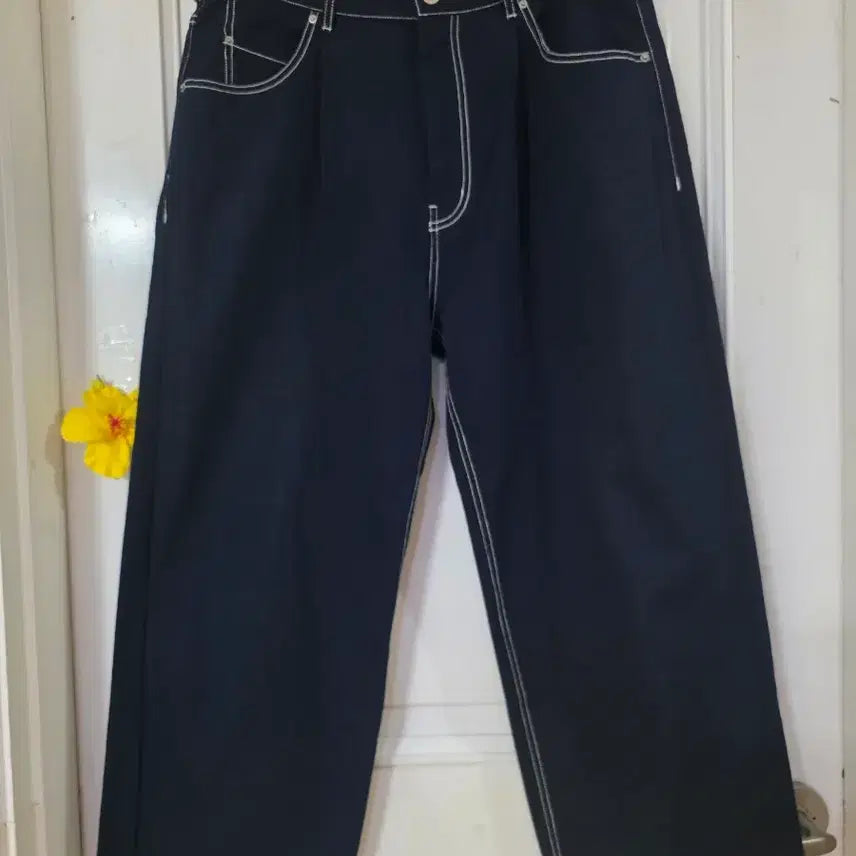 [BUNJANG] Wide Leg Cotton Trousers / 봄 여름  요즘유행하는 고급스러운 와이드 면   통바지  허리단면 33