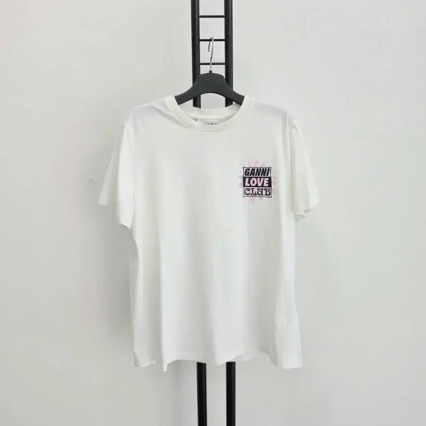[BUNJANG] GANNI White Graphic Short Sleeve T-Shirt / 정품 가니 GANNI  반팔 티셔츠 화이트