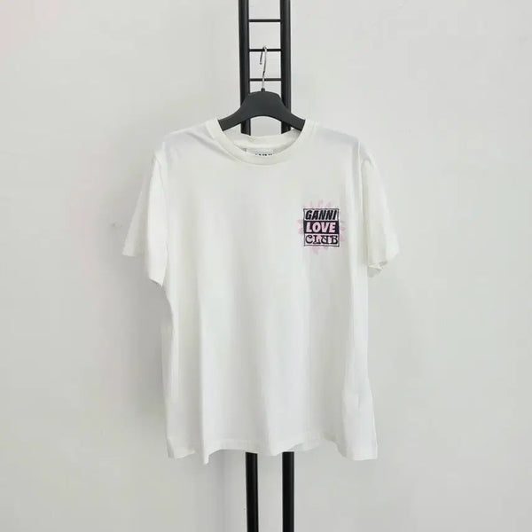 [BUNJANG] GANNI White Graphic Short Sleeve T-Shirt / 정품 가니 GANNI  반팔 티셔츠 화이트