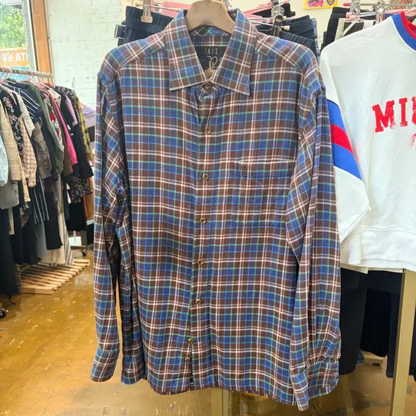 [BUNJANG] Daks Check Shirt Brown/Blue / 닥스 체크 남방 브라운 블루