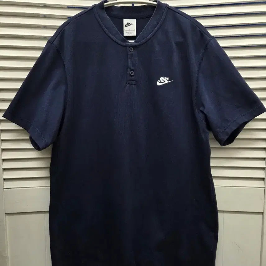 [BUNJANG] Nike Navy Henly Neck Short Sleeve T-Shirt / 나이키 네이비 헨리넥 반팔 티셔츠