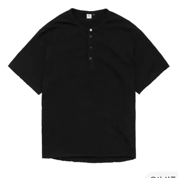 [BUNJANG] Polierteru Henley Neck T-Shirt Black Size 3 / 폴리테루 헨리넥 3size 블랙 새상품