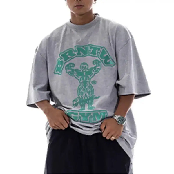 [BUNJANG] Born to Win Raiseborn Short Sleeve T-Shirt Melange Grey / 본투윈 레이즈본 반팔 티셔츠 멜란지그레이