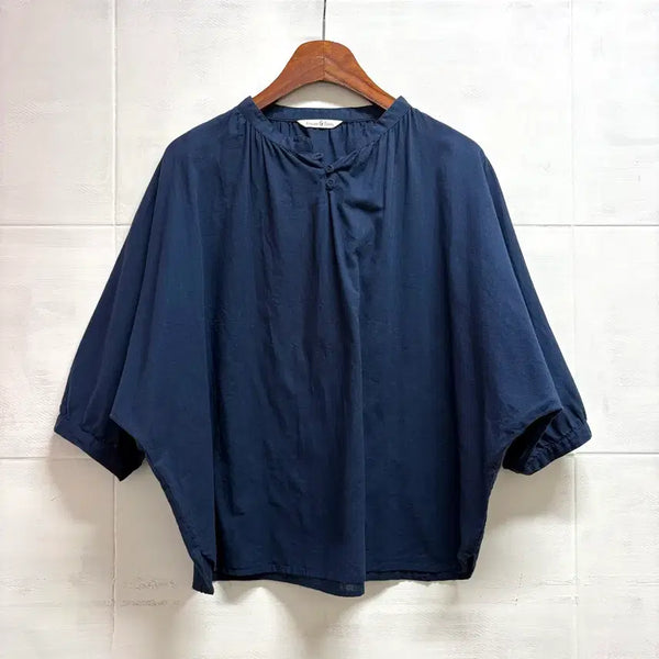 [BUNJANG] ATELIER EQUAL Cotton Mori Girl Dolman Blouse Navy / ATELIER EQUAL 코튼 쉬미즈 모리걸 돌먼 네이비 브라우스 JPN