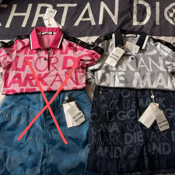 [BUNJANG] Mark &ロナ Golf Wear Top and Bottom Set (Pink/Gray) / 마크앤로나 골프웨어 상하의 세트 핑크/그레이