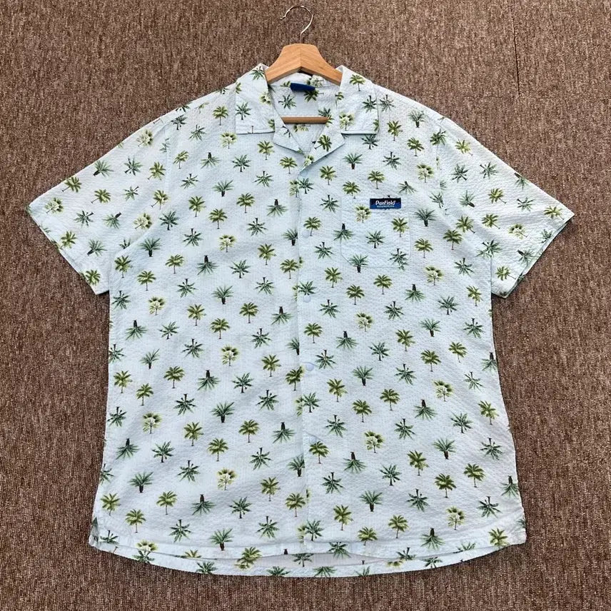 [BUNJANG] Penfield Palm Tree Pattern Seersucker Short-Sleeve Shirt XL / 펜필드 야자수 패턴 시어서커 반팔 셔츠 XL