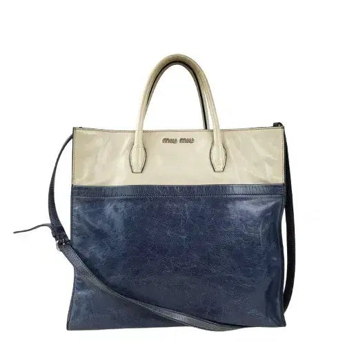 [BUNJANG] Miu Miu Vitello Shine Colorblock Two-Way Tote Bag / 정품 미우미우 miu miu 비텔로샤인 컬러블록 투웨이 토트백