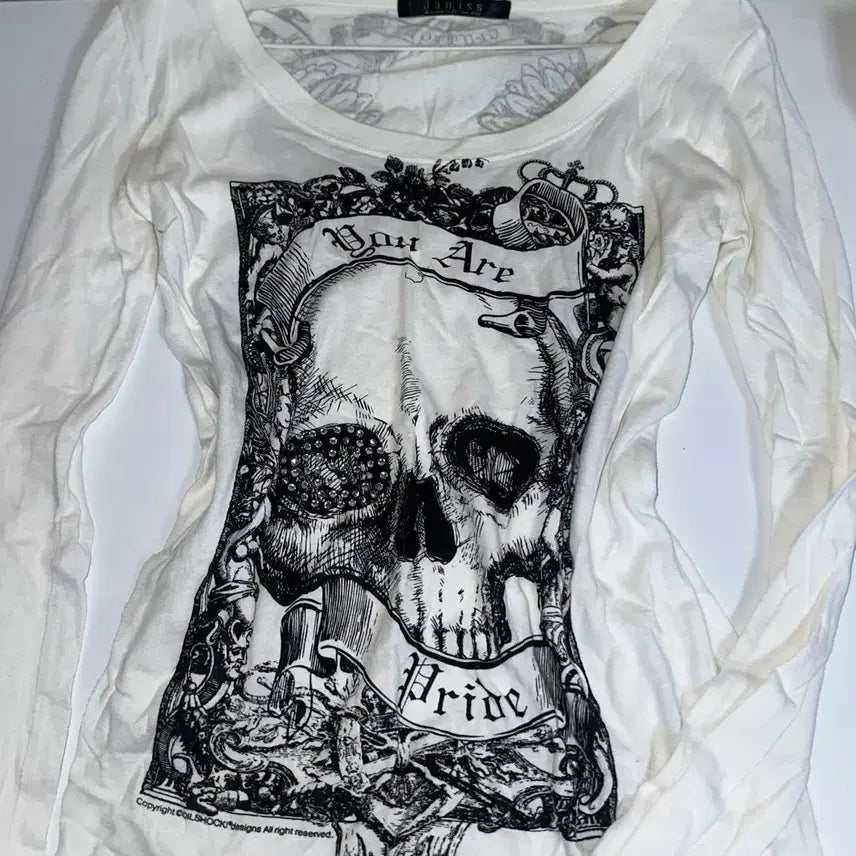 [BUNJANG] Y2K Punk Goth Skull Long Sleeve Shirt / Y2K 와투케 빈티지 펑크 고스 갸루 해골 롱슬리브