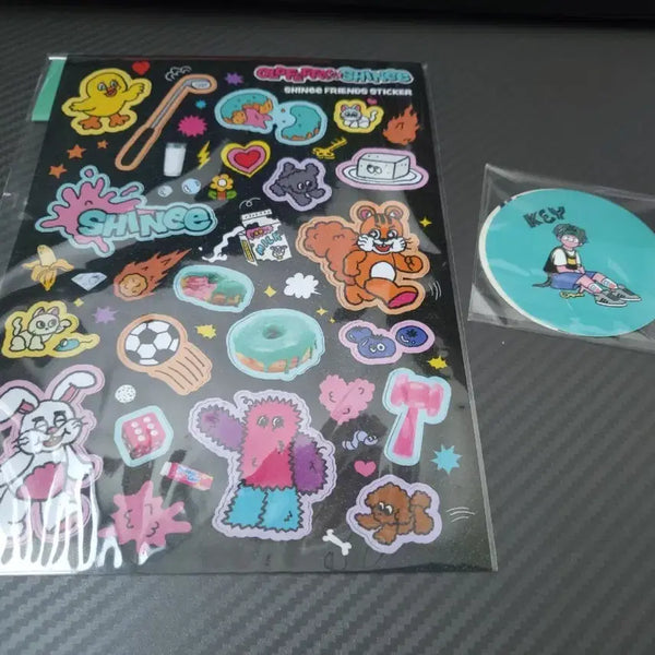 [BUNJANG] SHINee Onew 'Old Perry Donut' & Key 'Sun & Moon Concert' Sticker Bundle Set / 샤이니 올드페리도넛 , 키 선나콘 스티커 일괄 판매