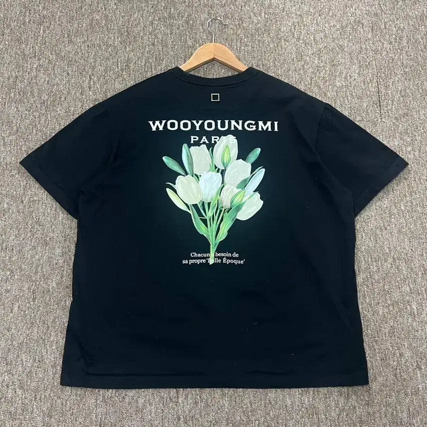 [BUNJANG] Wooyoungmi Flower Print Back Logo Short Sleeve T-Shirt / 우영미 플라워 프린트 백로고 반팔티 50