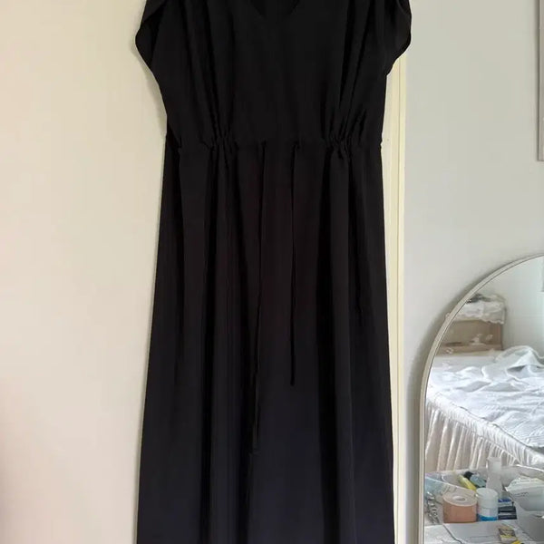[BUNJANG] Black Short Sleeve Long Dress / 블랙 반팔 롱원피스