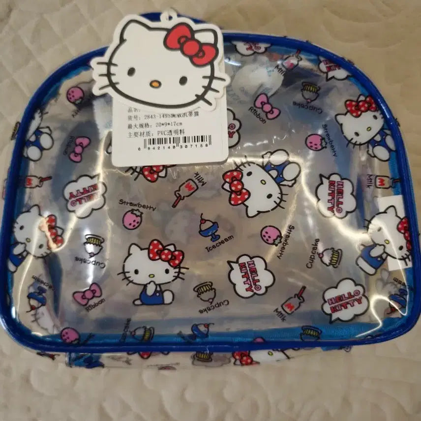 [BUNJANG] Hello Kitty Transparent Pouch Blue / 헬로키티 투명 파우치 블루