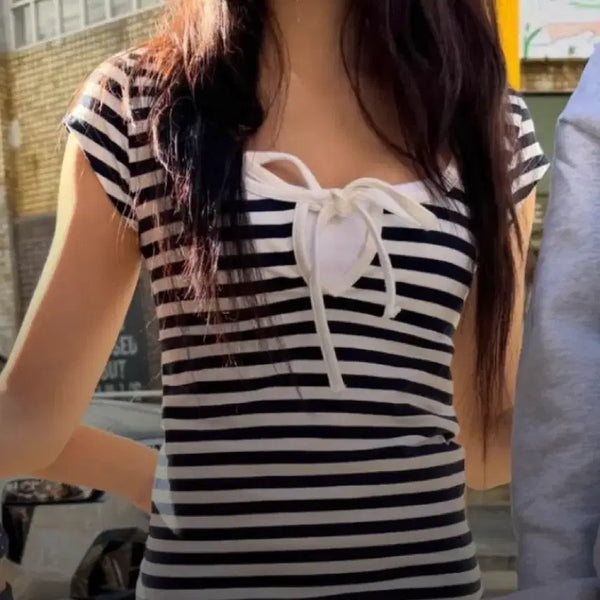 [BUNJANG] Subdued Navy Stripe T-Shirt / 섭듀드 네이비 스트라이프 티