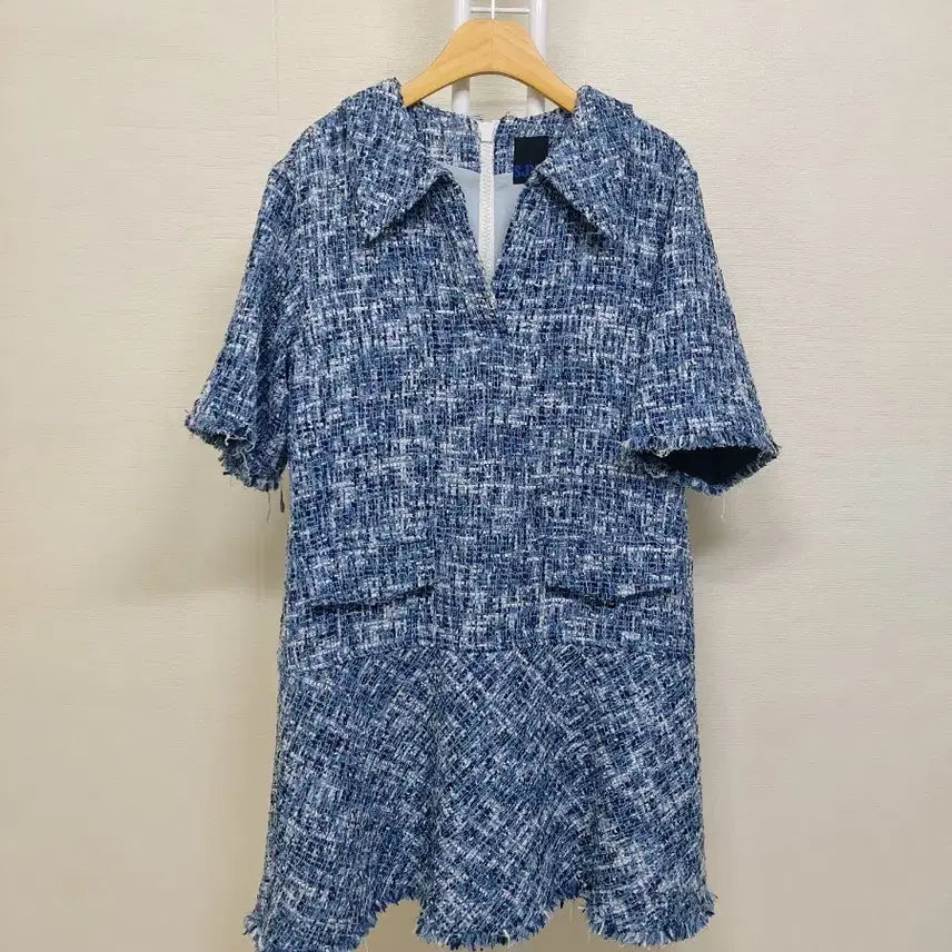 [BUNJANG] SJYP Tweed Dress Blue Size 55 / 한섬 SJYP 트위드 원피스 55
