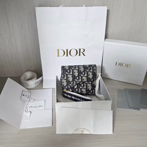 [BUNJANG] Dior Saddle Lotus Oblique Wallet Coin Black S Grade Full Set / [번개검수완료] 디올 새들 로터스 오블리크 지갑 동전 블랙 S급 풀구성