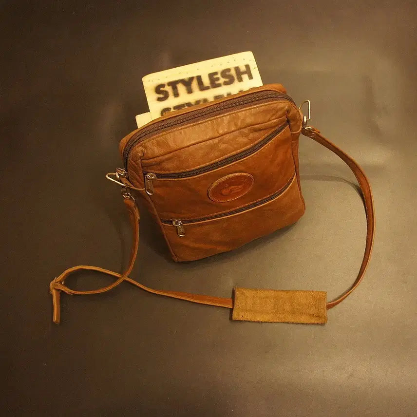 [BUNJANG] Vintage Leather Crossbody Bag for Men / Q380 남성크로스백 크로스가방 레더백 빈티지 가죽가방 레더가방남자백