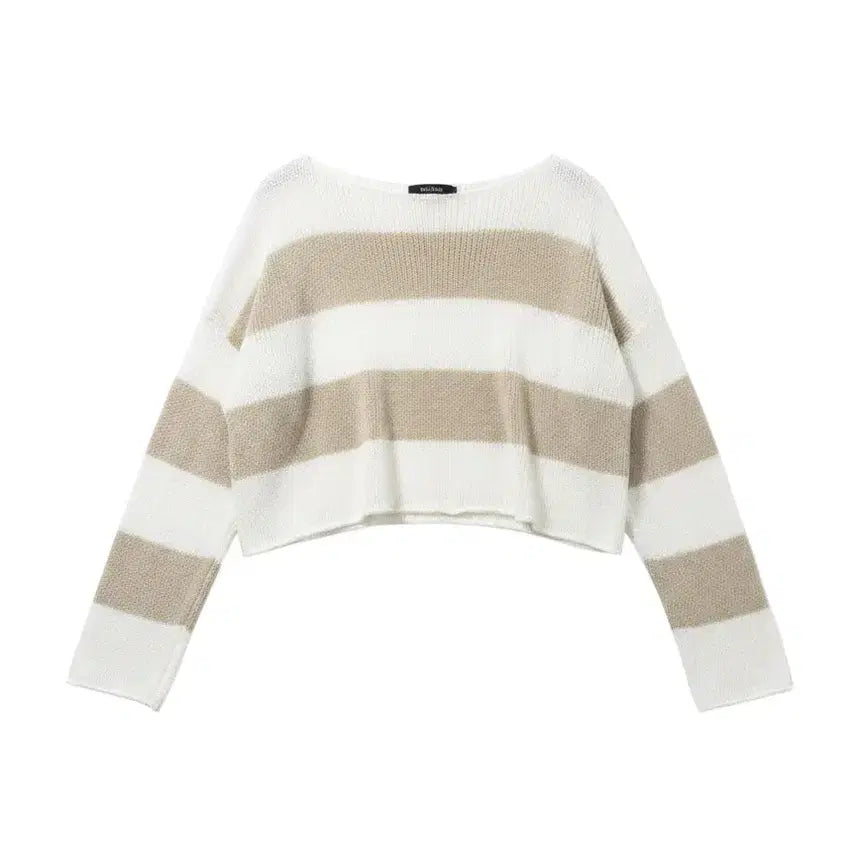 [BUNJANG] Vintage King Women's Striped Mesh See-Through Knit Set (Beige + Khaki) / 여성F/1+1 단가라 그물 시스루 여리핏 니트 베이지+카키  빈티지킹