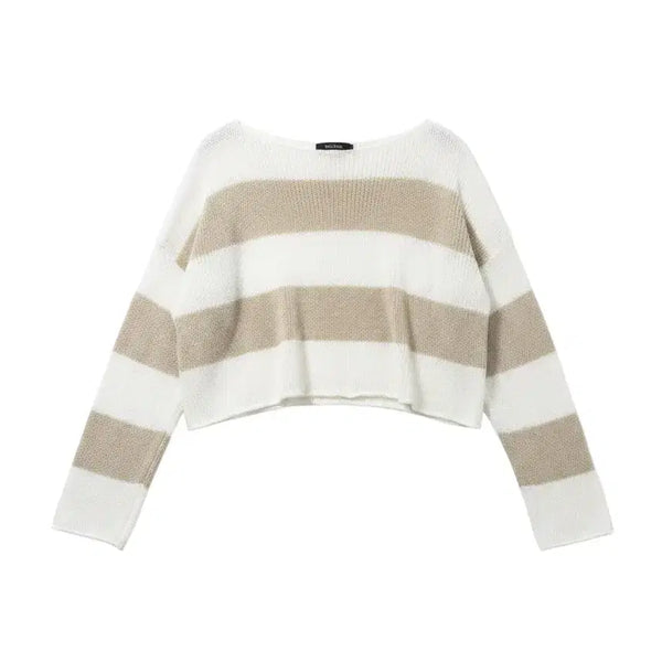 [BUNJANG] Vintage King Women's Striped Mesh See-Through Knit Set (Beige + Khaki) / 여성F/1+1 단가라 그물 시스루 여리핏 니트 베이지+카키  빈티지킹