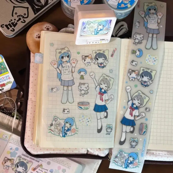 [BUNJANG] Kim Moyanggoon Nyangnyang Girls Kiss Cut Sticker Set / 김모양군 냥냥걸즈 키스컷 띵