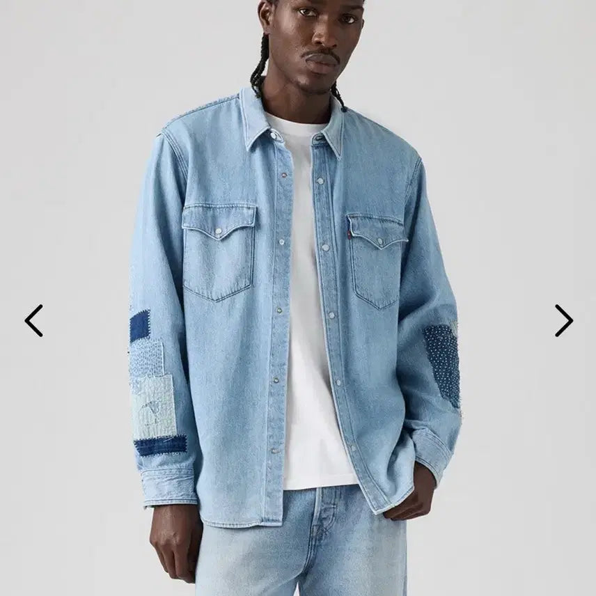 [BUNJANG] Levi's Sashiko Patchwork Denim Shirt L / (새상품) 리바이스 사시코 패치워크 데님 셔츠 L
