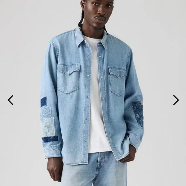 [BUNJANG] Levi's Sashiko Patchwork Denim Shirt L / (새상품) 리바이스 사시코 패치워크 데님 셔츠 L