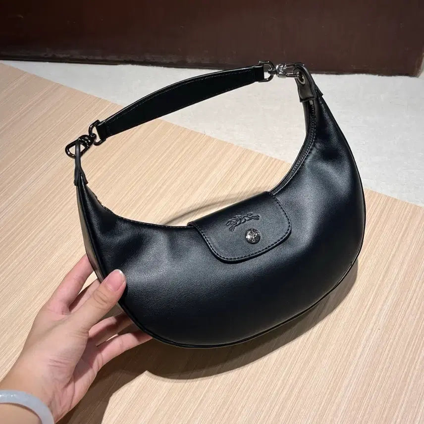 [BUNJANG] Longchamp Underarm Bag Black Leather / 롱샴 언더암 백