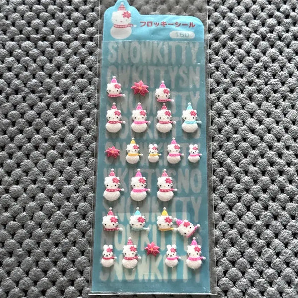 [BUNJANG] Sanrio Classic Fluffy Snowman Hello Kitty Sticker Set / 산리오 고전 플로키 눈사람 헬로키티 키티 씰 스티커