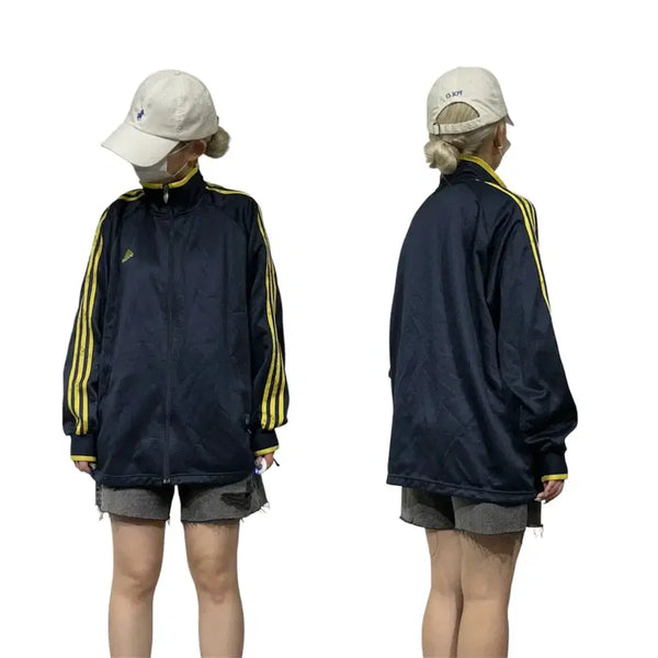 [BUNJANG] Adidas Navy Yellow Three-Stripes Oversized Track Top Jersey L / 아디다스 네이비 옐로우 삼선 오버핏 트랙탑 져지 L