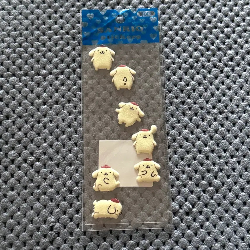 [BUNJANG] Sanrio Pom Pom Purin Flocked Vintage Seal Sticker / 산리오 폼폼푸린 플로키 고전 씰 스티커