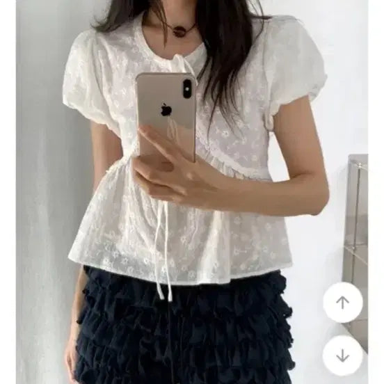 [BUNJANG] Underbee Puff Short Sleeve Blouse Beige / [새상품] 언더비 퍼프 반팔 블라우스 베이지