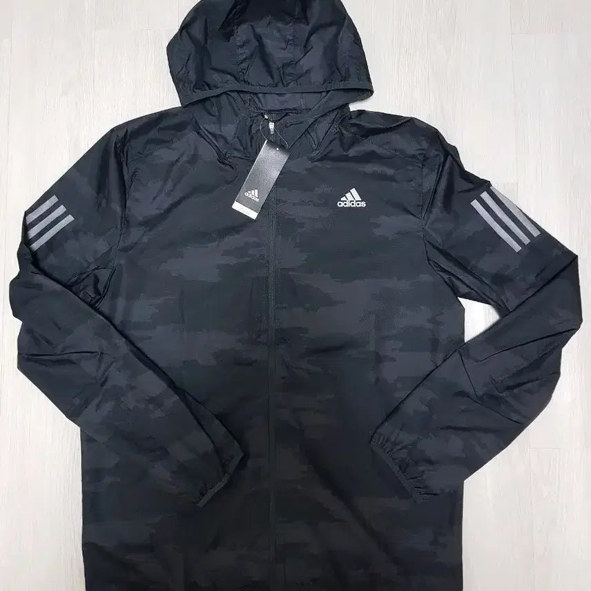 [BUNJANG] Adidas Men's Running Windbreaker Black & Grey Size M (100-105) / [새상품_정품] 아디다스 남성 러닝 바람막이 M(100~105)