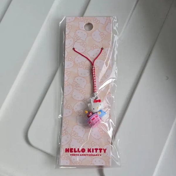 [BUNJANG] Hello Kitty 50th Anniversary Strap Keychain / [미개봉] 헬로키티 50주년 50th 기념 스트랩 키티 키링