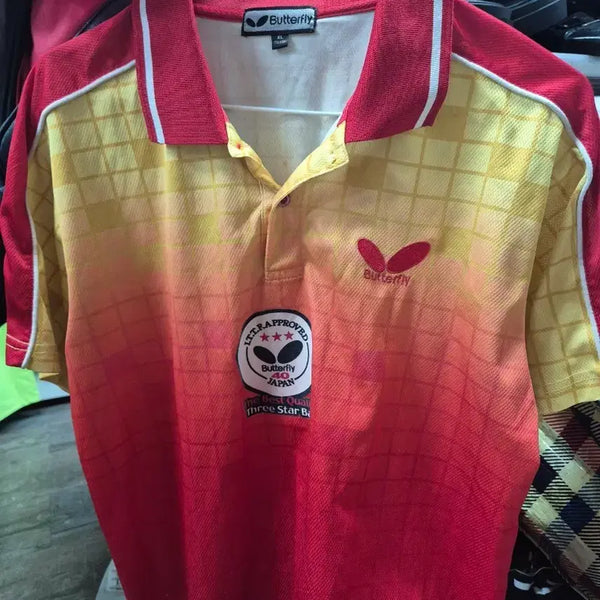 [BUNJANG] Butterfly Table Tennis Jersey Red Yellow XL / 버터플라이 탁구복 져지 붉은색 옐로우 XL