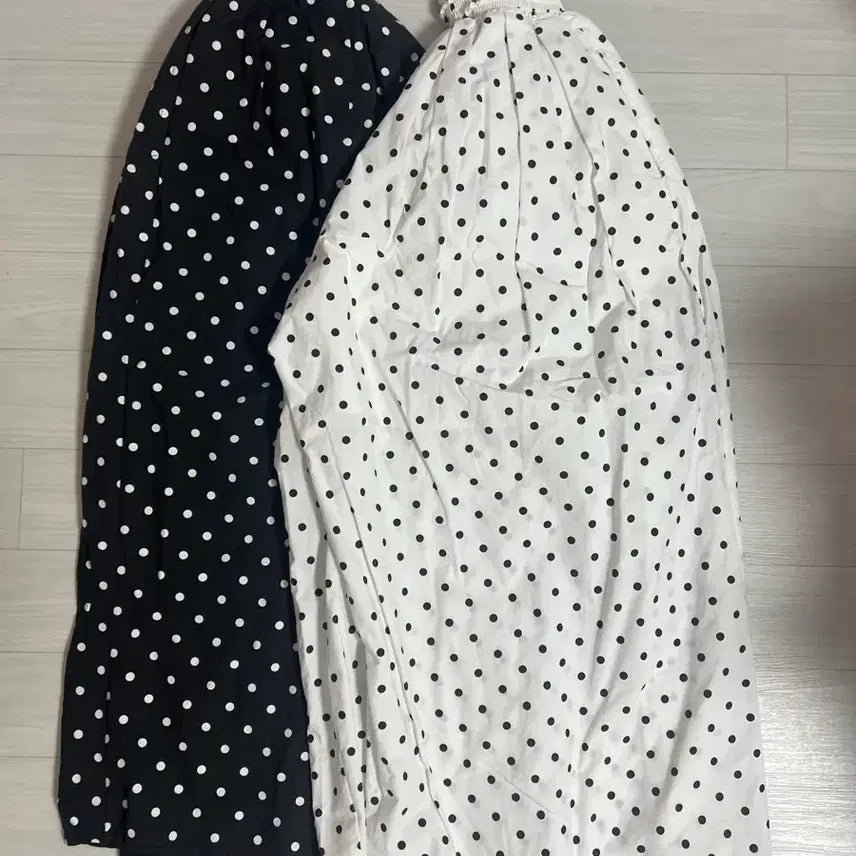 [BUNJANG] Bicini Dot Smoke Pants (Black/Ivory) Bundle Set / 바이씨니 도트 스모크팬츠(블랙/아이보리 일괄)