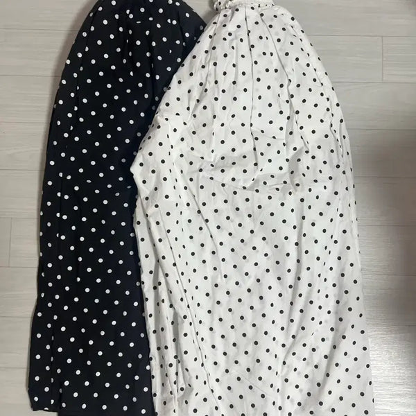 [BUNJANG] Bicini Dot Smoke Pants (Black/Ivory) Bundle Set / 바이씨니 도트 스모크팬츠(블랙/아이보리 일괄)