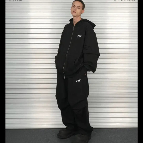 [BUNJANG] Force Sensitive Heavyweight Layered Hooded Zip-up & Pants Set / 포스센스티브 헤비웨이트 레이어드 후드집업/헤비웨이트 팬츠(셋업)(미사용 제품)