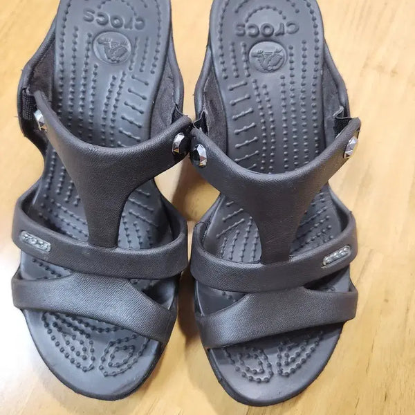 [BUNJANG] Crocs Cypress Hill Wedge Heel Espresso Sandals W7 / 크록스 싸이프러스힐 웨지힐 에스프레소 240 w7