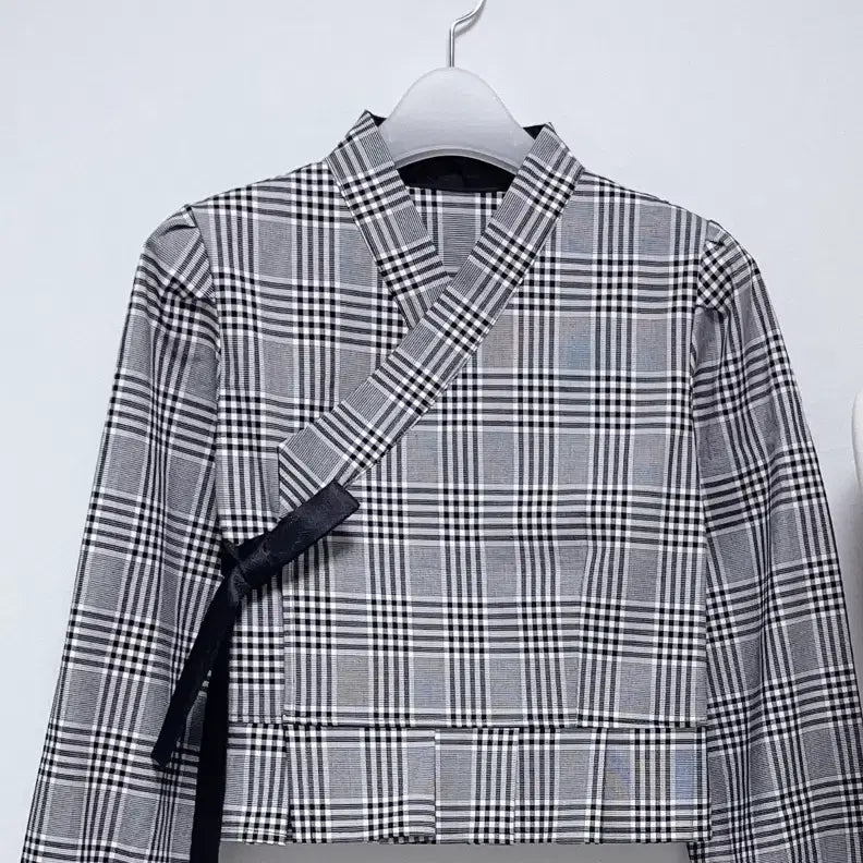 [BUNJANG] Handmade Checked Jeogori Blouse / 저고리 블라우스(핸드메이드)새상품
