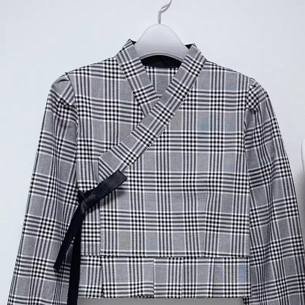 [BUNJANG] Handmade Checked Jeogori Blouse / 저고리 블라우스(핸드메이드)새상품