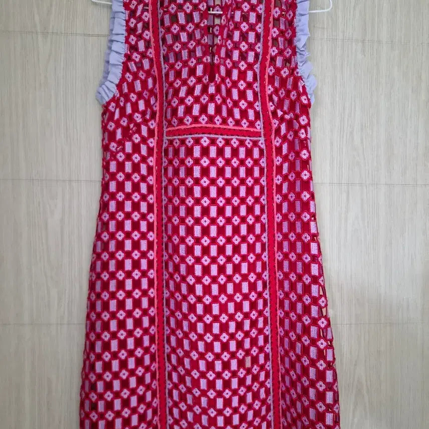 [BUNJANG] Sandro Lace Mini Dress Red Purple / 산드로 레이스 레드 원피스