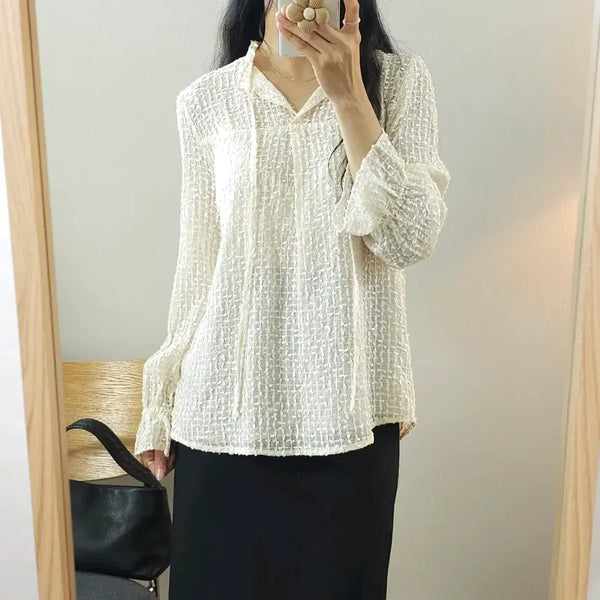 [BUNJANG] The Atrium Women's Long-Sleeve Blouse Ivory (Size 55) / (55/새상품)더엣지 여성 긴팔 블라우스 J6W4415